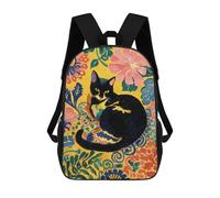 sinyumoney Colorful Floral Cat Art Print Mochilas Infantiles Impresas En 3D De 17 Pulgadas. Mochila Escolar Informal Impresa En 3D Para Niños De Primaria Y Secundaria.