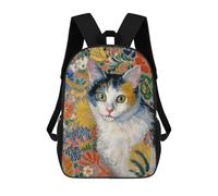 sinyumoney Colorful Floral Cat Painting Mochila Escolar De 17 Pulgadas Impresa En 3D Mochilas Infantiles Mochila Genial Impresa En 3D Para Niños De Primaria Y Secundaria