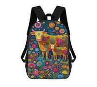 sinyumoney Colorful Floral Cow Illustration-1 Mochilas Infantiles Mochila Escolar Impresa En 3D Para Niños Mochilas De Viaje Bolsas Para Libros Para Niños 17inch Mochila Escolar
