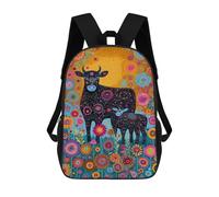sinyumoney Colorful Floral Cow Illustration Mochila Escolar, Mochila De Negocios, Mochila Impermeable Para Libros, Para Acampar, Aventuras Al Aire Libre Y Viajes Diarios 17inch