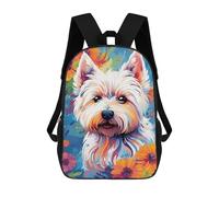 sinyumoney Colorful Floral Dog Art Print Mochila Escolar Resistente Al Agua, Mochila Escolar De Negocios Para Hombres/mujeres 17inch
