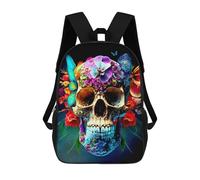 sinyumoney Colorful Floral Skull Artwork-2 Mochila Escolar Infantil Impresa En 3D, Mochila Informal De Moda Para Niños, Mochila De Viaje De Alta Capacidad Para Libros Para Niños 17inch
