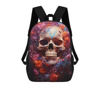 sinyumoney Colorful Floral Skull Artwork Mochila Escolar De 17 Pulgadas Impresa En 3D Mochilas Infantiles Mochila Genial Impresa En 3D Para Niños De Primaria Y Secundaria