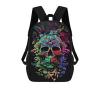 sinyumoney Colorful Floral Skull Artwork Mochila Escolar Infantil De Moda Informal Mochilas Infantiles Impresas En 3D Mochila Grande Para Niño 17inch