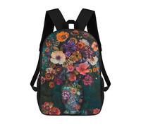 sinyumoney Colorful Flower Bouquet Painting-2 Mochila Escolar Infantil De 17 Pulgadas, Impresa En 3D, Estilo Casual, Para Niños, Ideal Para Viajes, Como Mochila Escolar O Para Llevar Libros.