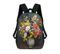 sinyumoney Colorful Flower Bouquet Painting Mochilas Infantiles Impresas En 3D De 17 Pulgadas. Mochila Escolar Informal Impresa En 3D Para Niños De Primaria Y Secundaria.