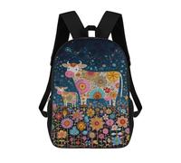 sinyumoney Colorful Flower Cow Painting Mochila Escolar Infantil Impresa En 3D Para Niños, Mochila De Viaje De Alta Capacidad, Mochilas Para Libros De 17 Pulgadas Para Niños