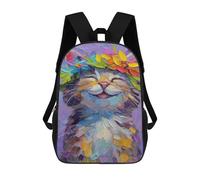 sinyumoney Colorful Flower Crown Cat Mochila Escolar, Bolso De Negocios, Bolso Para Portátil Resistente Para Niñas Y Adolescentes 17inch