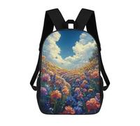 sinyumoney Colorful Flower Field Mochila Escolar De 17 Pulgadas Impresa En 3D Mochilas Infantiles Mochila Genial Impresa En 3D Para Niños De Primaria Y Secundaria