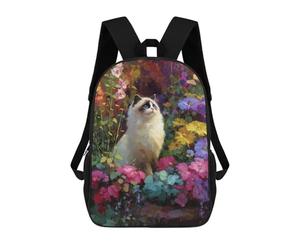 sinyumoney Colorful Flower Garden Cat Mochilas Escolares Para La Escuela Secundaria, Preparatoria, Universidad Y Viajes Para Niños/niñas/adolescentes 17inch