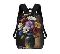 sinyumoney Colorful Flowers in Blue Vase Mochila Escolar Infantil Impresa En 3D Para Niños, Mochilas De Viaje De Alta Capacidad, Bolsas Para Libros, Mochila Escolar Infantil 17inch