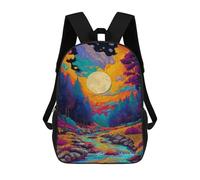 sinyumoney Colorful Forest Stream Sunset Mochila Escolar Resistente Al Agua, Mochila De Viaje, Bolsa Para Computadora - Perfecta Para Viajes, Trabajo Y Uso Diario 17inch