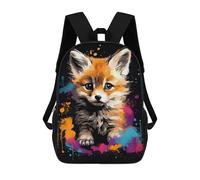 sinyumoney Colorful Fox Art Print-3 Mochila Infantil De 17 Pulgadas, Mochila Escolar Con Estampado 3D De Dibujos Animados Para Niños Y Adolescentes.