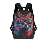 sinyumoney Colorful Fox Art Print-4 Mochila Escolar Infantil De 17 Pulgadas Con Estampado 3D De Películas De Anime Para Niños, Mochila De Viaje, Mochila Escolar Infantil