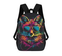 sinyumoney Colorful Fox Headphones Art Print -1 Mochilas Escolares Para La Escuela Secundaria, Preparatoria, Universidad Y Viajes Para Niños/niñas/adolescentes 17inch