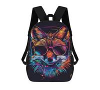 sinyumoney Colorful Fox Headphones Art Print-2 Mochilas De 17 Pulgadas Para Niños, Mochilas Escolares Impresas En 3D Para Estudiantes De Primaria Y Secundaria, Para Niños Y Niñas.