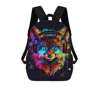 sinyumoney Colorful Fox Headphones Art Print Mochila Escolar Grande Resistente Al Agua Para Portátil Para Adolescentes, Niñas, Niños, Mujeres Y Hombres 17inch