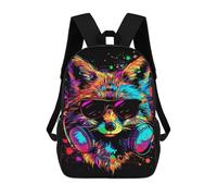 sinyumoney Colorful Fox Headphones Sunglasses Art Print Mochila Escolar Ligera Para Aeropuerto Y Universidad Para Estudiantes. Mochila Para La Escuela/trabajo/viajes 17inch