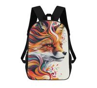 sinyumoney Colorful Fox Illustration-3 Mochila Escolar Infantil De 17 Pulgadas, Impresa En 3D, Estilo Casual, Para Niños, Ideal Para Viajes, Como Mochila Escolar O Para Llevar Libros.