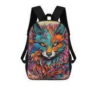 sinyumoney Colorful Fox Portrait-10 Mochila Infantil Escolar Para Niños Con Estampado 3D De Dibujos Animados, Mochila Escolar Para Estudiantes, Mochila Para Portátil Para Niños Y Niñas 17inch