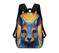 sinyumoney Colorful Fox Portrait-13 Mochila Escolar Para Niños Y Niñas, Mochila Informal De Viaje, Mochila De Gran Capacidad Para El Día A Día 17inch