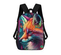 sinyumoney Colorful Fox Portrait -4 Mochila Escolar Infantil Impresa En 3D Para Niños, Mochilas De Viaje, Bolsas Para Libros Para Niños Estudiantes De Primaria 17inch