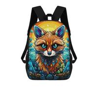 sinyumoney Colorful Fox Portrait Mochila Infantil, Mochila Escolar Para Niños, Mochila Escolar Infantil Con Estampado 3D De Dibujos Animados, Mochila De Gran Capacidad Para Niños Y Niñas 17inch