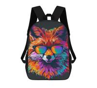 sinyumoney Colorful Fox Sunglasses Art Print Mochila Escolar Infantil De 17 Pulgadas Con Estampado 3D, Mochila Moderna Para Niños, Mochilas De Viaje, Bolsas Para Libros, Mochila Escolar Infantil