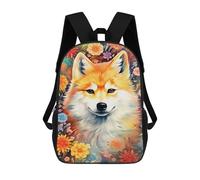 sinyumoney Colorful Fox with Flowers Mochilas Para Niños 17inch Mochila Escolar Mochila Escolar Impresa En 3D Para Niños De Primaria Y Secundaria