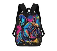 sinyumoney Colorful French Bulldog Art Print-1 Mochila Escolar De Moda, Mochila Para Material Escolar, Mochila Impermeable Informal Para Hombres/mujeres 17inch