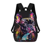 sinyumoney Colorful French Bulldog Art Print-3 Mochila Escolar Infantil Impresa En 3D Para Niños, Mochila De Viaje De Alta Capacidad, Mochilas Para Libros De 17 Pulgadas Para Niños
