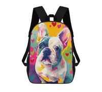sinyumoney Colorful French Bulldog Art Print-5 Mochila Infantil De 17 Pulgadas, Mochila Escolar Con Estampado 3D De Dibujos Animados Para Niños Y Adolescentes.