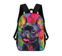 sinyumoney Colorful French Bulldog Art Print-8 Mochilas Infantiles Mochila Escolar Impresa En 3D Para Niños Mochilas De Viaje Bolsas Para Libros Para Niños 17inch Mochila Escolar