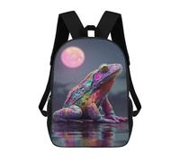 sinyumoney Colorful Frog with Full Moon 17inch Mochila Escolar Impresa En 3D Para Niños, Mochila Escolar Informal De Moda, Mochilas De Viaje Para Niños Y Estudiantes.