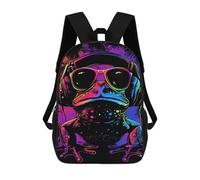 sinyumoney Colorful Frog with Headphones Mochila Escolar De 17 Pulgadas Impresa En 3D Mochilas Infantiles Mochila Genial Impresa En 3D Para Niños De Primaria Y Secundaria
