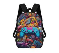 sinyumoney Colorful Gaming Controllers Collage -1 Mochila Escolar Para Niños De 17 Pulgadas, Mochila Informal De Viaje Para Niños Y Niñas, Mochila De Gran Capacidad Para El Día A Día 17inch