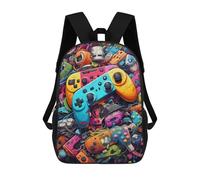 sinyumoney Colorful Gaming Controllers Collage -3 Mochila Escolar Para Niños De 17 Pulgadas, Mochila Informal De Viaje Para Niños Y Niñas, Mochila De Gran Capacidad Para El Día A Día 17inch