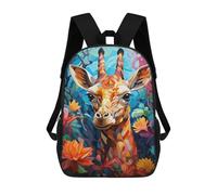 sinyumoney Colorful Giraffe in Flowers Mochila Escolar Grande Para Niños Para El Campus, Actividades Al Aire Libre, Viajes Y Deportes 17inch