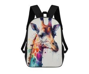 sinyumoney Colorful Giraffe Watercolor Art Mochila Escolar Para Niñas Y Niños, Mochilas De Gran Capacidad, Mochilas Ligeras Para Niños Y Estudiantes 17inch
