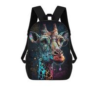 sinyumoney Colorful Giraffe with Glasses Art Print-1 Mochilas Para Niños 17inch Mochila Escolar Mochila Escolar Impresa En 3D Para Niños De Primaria Y Secundaria
