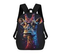 sinyumoney Colorful Giraffe with Glasses Art Print-2 Mochila Infantil De 17 Pulgadas, Mochila Escolar Con Estampado 3D De Dibujos Animados Para Niños Y Adolescentes.