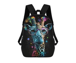 sinyumoney Colorful Giraffe with Glasses Art Print-4 Mochila De Negocios Para Portátil, Mochila Unisex Informal Para Niñas, Niños Y Adolescentes 17inch