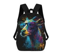sinyumoney Colorful Goat Art Print-2 Mochila Escolar Impresa En 3D 17inch Mochilas De Moda Para Niños, Mochilas Escolares Para Niños De Primaria Y Secundaria