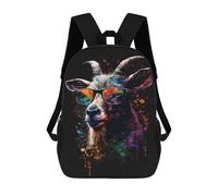 sinyumoney Colorful Goat Sunglasses Art Print Mochila Escolar Para Secundaria, Mochila Informal Para Niñas Y Adolescentes 17inch