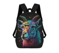 sinyumoney Colorful Goat with Glasses Art Print Mochilas Infantiles Impresas En 3D De 17 Pulgadas. Mochila Escolar Informal Impresa En 3D Para Niños De Primaria Y Secundaria.