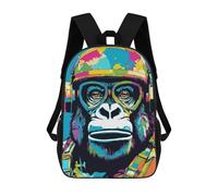 sinyumoney Colorful Gorilla Pilot Portrait Mochilas Para Niños Mochila Escolar Mochila Escolar Impresa En 3D Para Niños Estudiantes De Primaria Y Secundaria 17inch