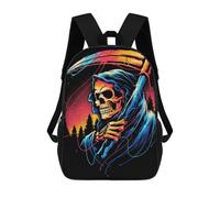 sinyumoney Colorful Grim Reaper Artwork Mochila Escolar Infantil Estampada Para Adultos Y Niños, Mochila De Viaje Para El Día A Día 17inch