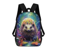 sinyumoney Colorful Hedgehog in Fantasy Forest Mochila Escolar Para Niños De 17 Pulgadas, Mochila Informal De Viaje Para Niños Y Niñas, Mochila De Gran Capacidad Para El Día A Día 17inch