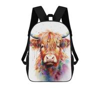 sinyumoney Colorful Highland Cow Art Print-1 Mochila Escolar Impresa En 3D 17inch Mochilas De Moda Para Niños, Mochilas Escolares Para Niños De Primaria Y Secundaria