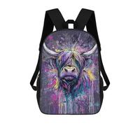 sinyumoney Colorful Highland Cow Art Print-3 Mochila Escolar Impresa En 3D 17inch Mochilas De Moda Para Niños, Mochilas Escolares Para Niños De Primaria Y Secundaria